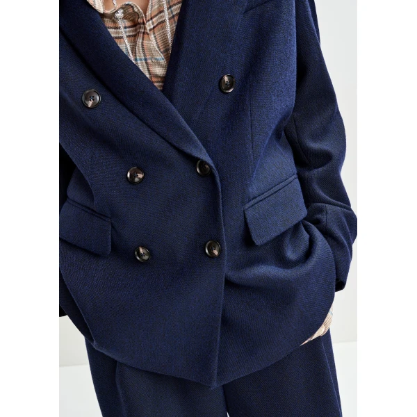 Essentiel Antwerp Navy double-breasted blazer - Essentiel Antwerp Jackets - Colorful Belgian Design - Shop at Luxury Shoes 