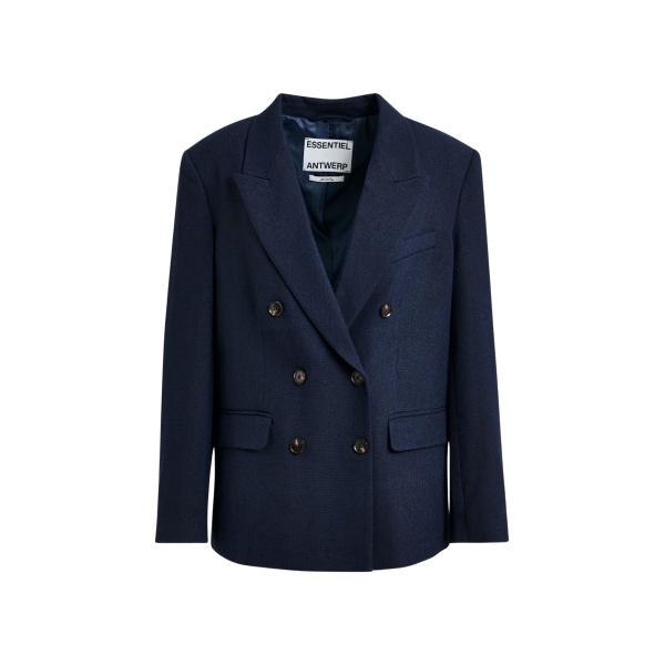 Essentiel Antwerp Navy double-breasted blazer - Essentiel Antwerp Jackets - Colorful Belgian Design - Shop at Luxury Shoes 