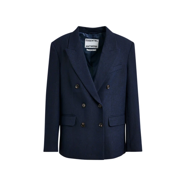 Essentiel Antwerp Navy double-breasted blazer - Essentiel Antwerp Jackets - Colorful Belgian Design - Shop at Luxury Shoes 