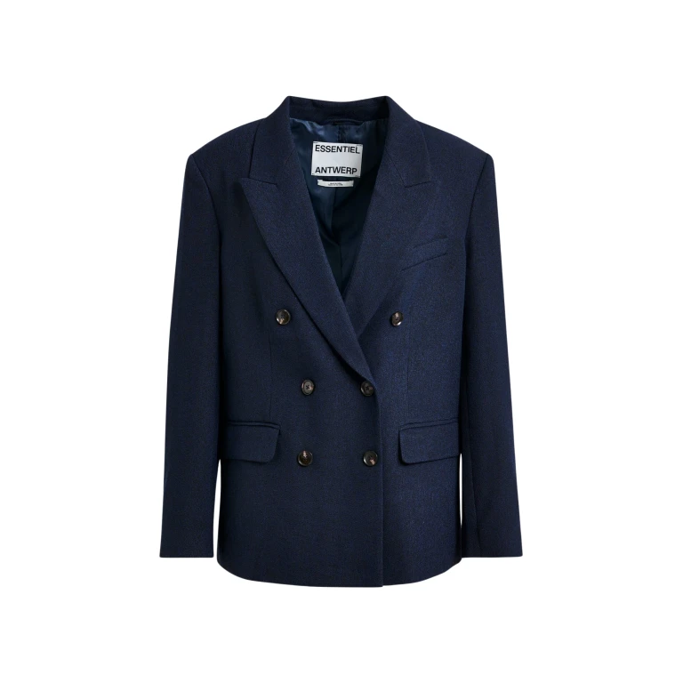 Essentiel Antwerp Navy double-breasted blazer - Essentiel Antwerp Jackets - Colorful Belgian Design - Shop at Luxury Shoes 