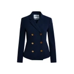 Essentiel Antwerp Navy double-breasted blazer with gold-tone buttons - Essentiel Antwerp Jackets - Colorful Belgian Design - Shop at Luxury Shoes 