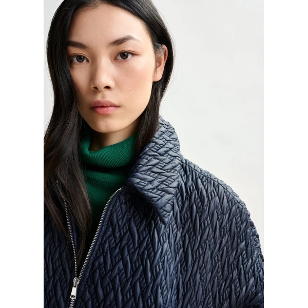 Essentiel Antwerp Navy faux leather bomber jacket - Essentiel Antwerp Jackets - Colorful Belgian Design - Shop at Luxury Shoes 