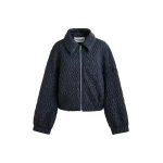 Essentiel Antwerp Navy faux leather bomber jacket - Essentiel Antwerp Jackets - Colorful Belgian Design - Shop at Luxury Shoes 