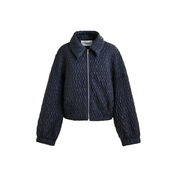 Essentiel Antwerp Navy faux leather bomber jacket - Essentiel Antwerp Jackets - Colorful Belgian Design - Shop at Luxury Shoes 