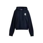 Essentiel Antwerp Navy oversized cotton hoodie with "fearless"-print - Essentiel Antwerp Hoodies - Colorful Belgian Design - Shop at Luxury Shoes 