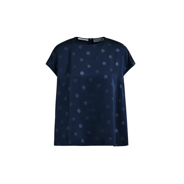 Essentiel Antwerp Navy polkadot top with cap sleeves - Essentiel Antwerp Tops - Colorful Belgian Design - Shop at Luxury Shoes 