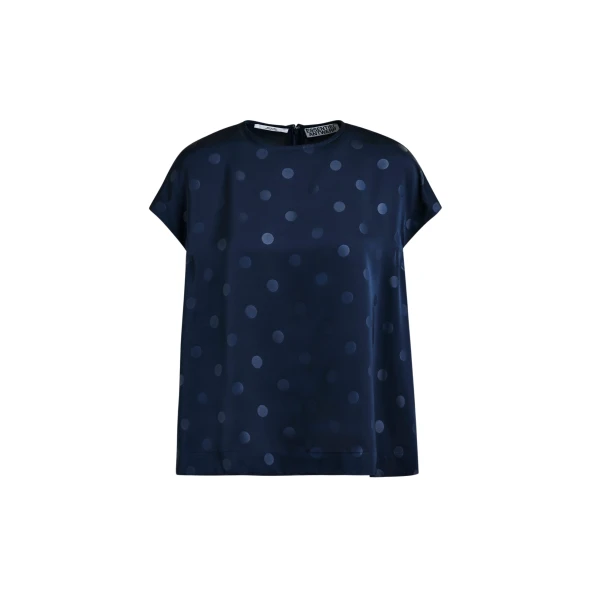 Essentiel Antwerp Navy polkadot top with cap sleeves - Essentiel Antwerp Tops - Colorful Belgian Design - Shop at Luxury Shoes 