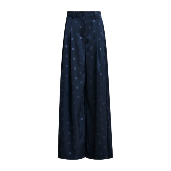 Essentiel Antwerp Navy printed wide-leg pants - Essentiel Antwerp Pants - Colorful Belgian Design - Shop at Luxury Shoes 