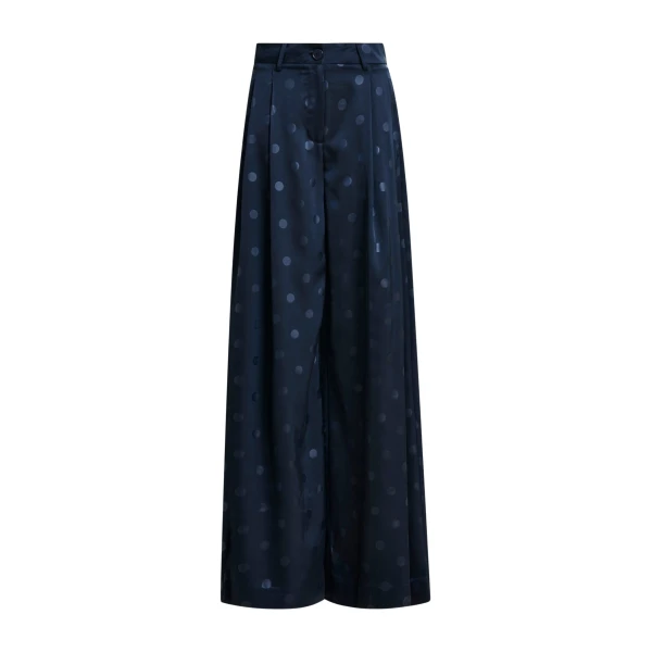 Essentiel Antwerp Navy printed wide-leg pants - Essentiel Antwerp Pants - Colorful Belgian Design - Shop at Luxury Shoes 