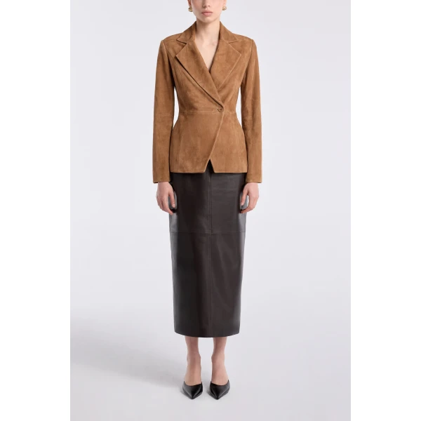 Nour Hammour Jackets Color | 90s Blazer Tailored Suede Blazer luxury leather Jackets from Luxury Shoes 