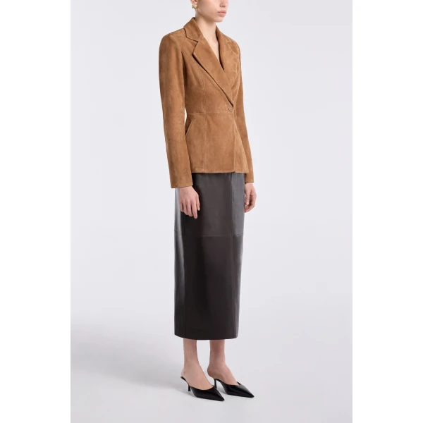 Nour Hammour Jackets Color | 90s Blazer Tailored Suede Blazer luxury leather Jackets from Luxury Shoes 