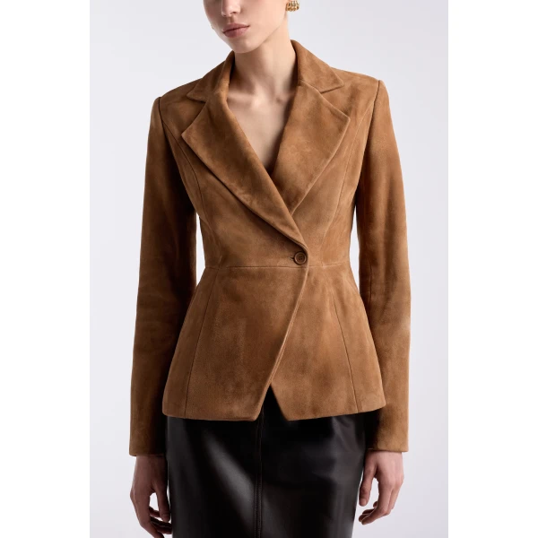 Nour Hammour Jackets Color | 90s Blazer Tailored Suede Blazer luxury leather Jackets from Luxury Shoes 