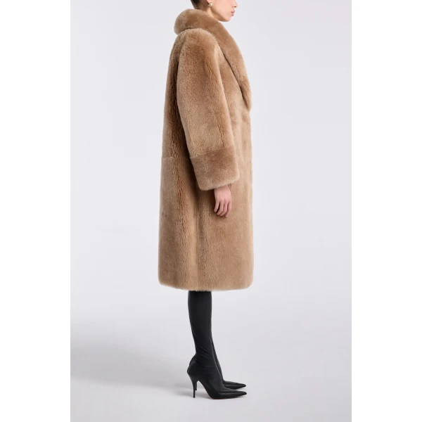 Nour Hammour Coats Color | Anaïs Textured Shearling Coat luxury leather Coats from Luxury Shoes 