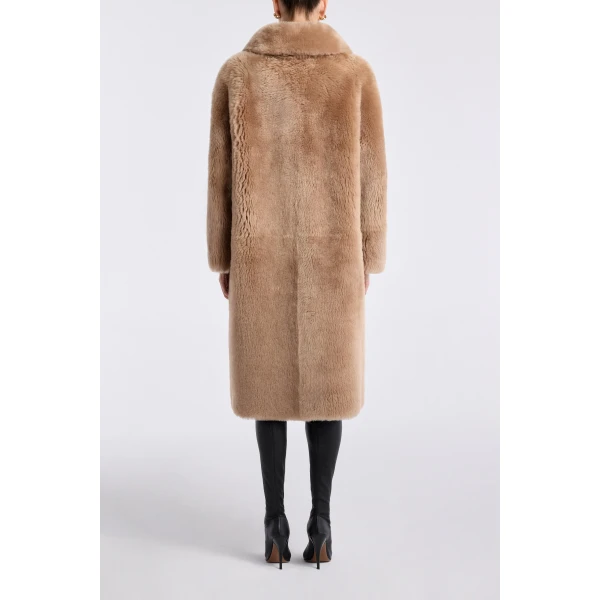 Nour Hammour Coats Color | Anaïs Textured Shearling Coat luxury leather Coats from Luxury Shoes 