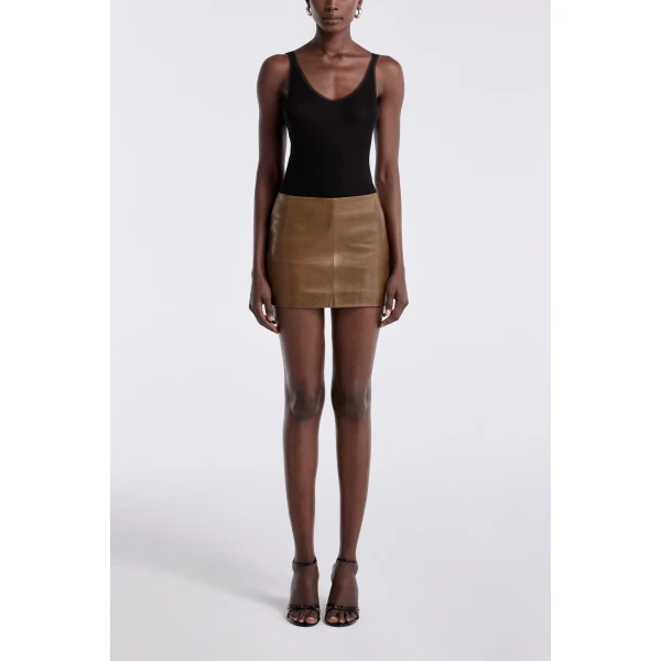Nour Hammour Skirts Color | Avery Skirt Ultra Mini Leather Skirt luxury leather Skirts from Luxury Shoes 