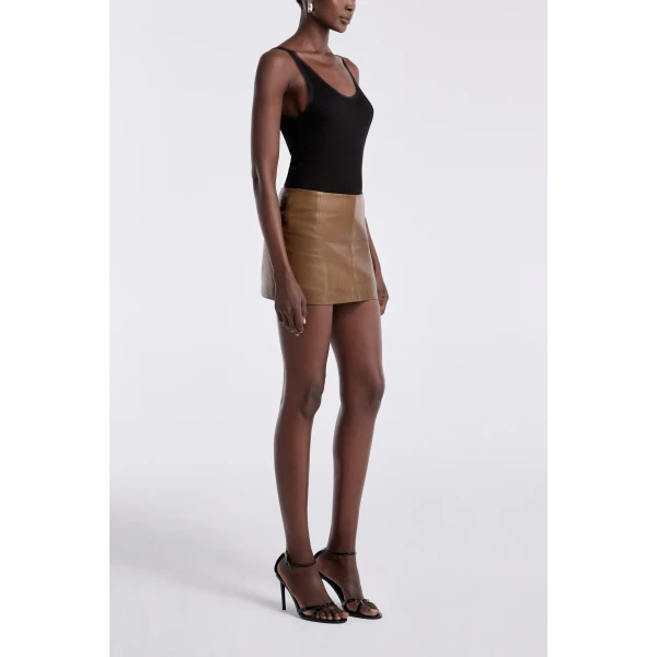 Nour Hammour Skirts Color | Avery Skirt Ultra Mini Leather Skirt luxury leather Skirts from Luxury Shoes 