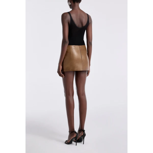 Nour Hammour Skirts Color | Avery Skirt Ultra Mini Leather Skirt luxury leather Skirts from Luxury Shoes 
