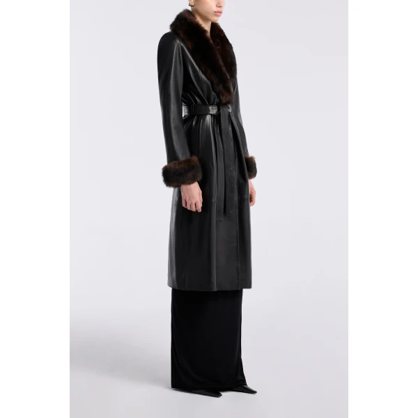 Nour Hammour Coats Color | Baez Luxe Leather Coat luxury leather Coats from Luxury Shoes 