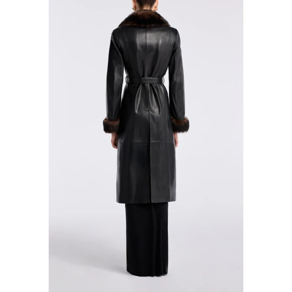 Nour Hammour Coats Color | Baez Luxe Leather Coat luxury leather Coats from Luxury Shoes 