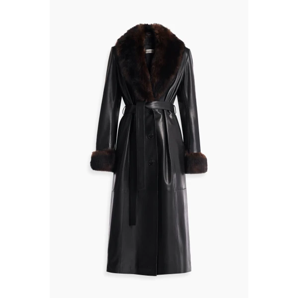 Nour Hammour Coats Color | Baez Luxe Leather Coat luxury leather Coats from Luxury Shoes 