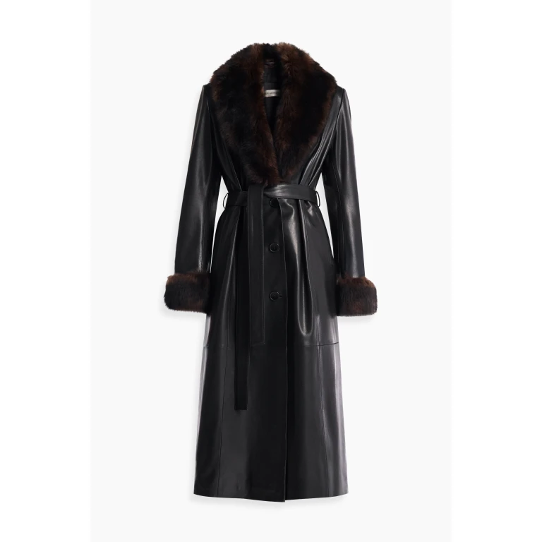 Nour Hammour Coats Color | Baez Luxe Leather Coat luxury leather Coats from Luxury Shoes 