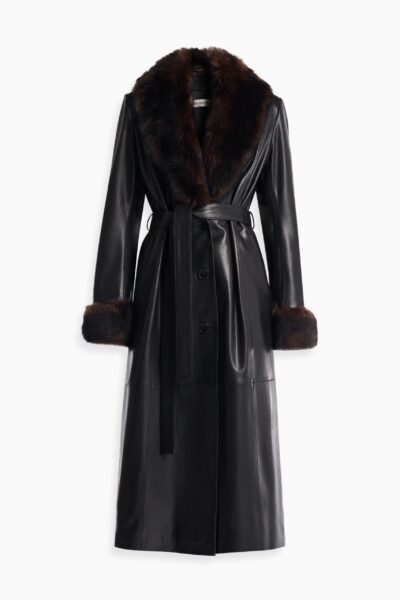 Nour Hammour Coats Color | Baez Luxe Leather Coat luxury leather Coats from Luxury Shoes 