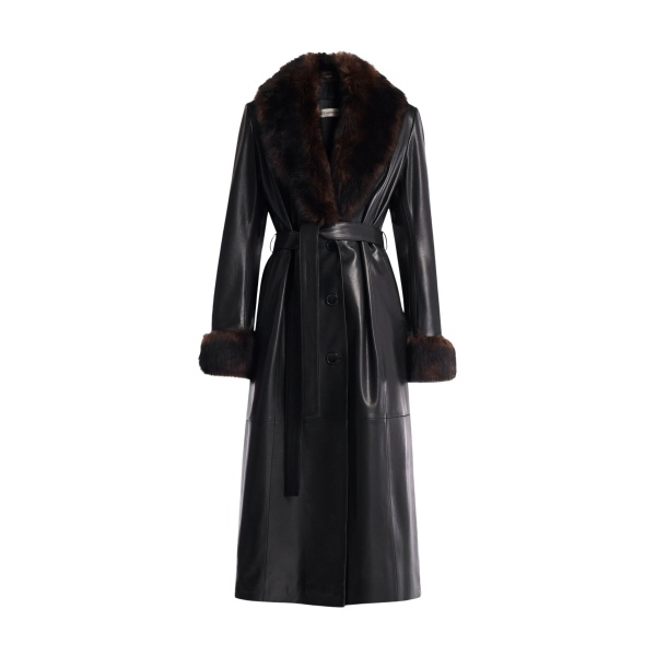 Nour Hammour Coats Color | Baez Luxe Leather Coat luxury leather Coats from Luxury Shoes 