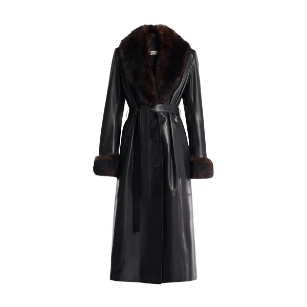 Nour Hammour Coats Color | Baez Luxe Leather Coat luxury leather Coats from Luxury Shoes 