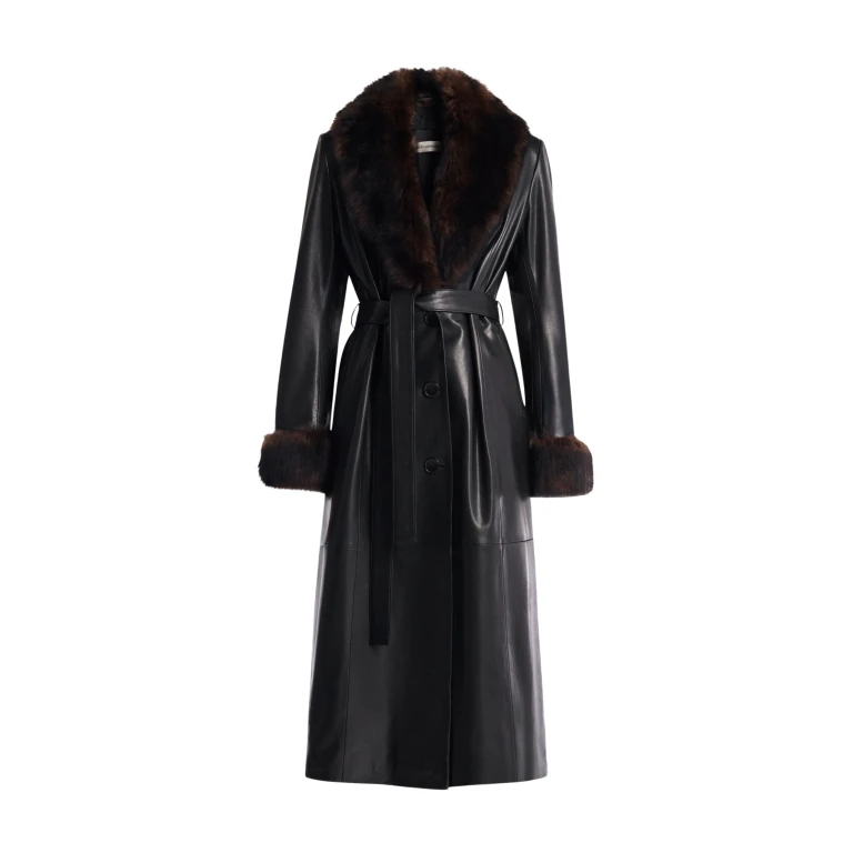 Nour Hammour Coats Color | Baez Luxe Leather Coat luxury leather Coats from Luxury Shoes 
