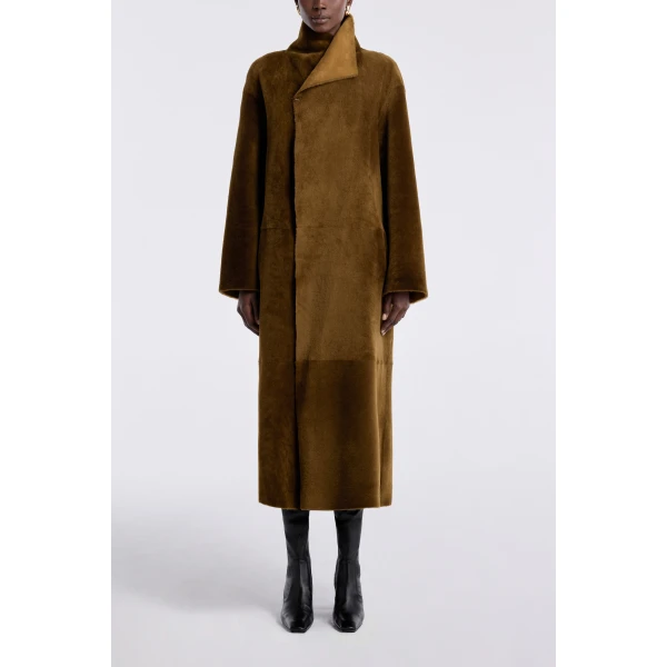 Nour Hammour Coats Color | Birthday Coat Merinos Draped Shearling Coat luxury leather Coats from Luxury Shoes 