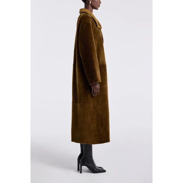 Nour Hammour Coats Color | Birthday Coat Merinos Draped Shearling Coat luxury leather Coats from Luxury Shoes 