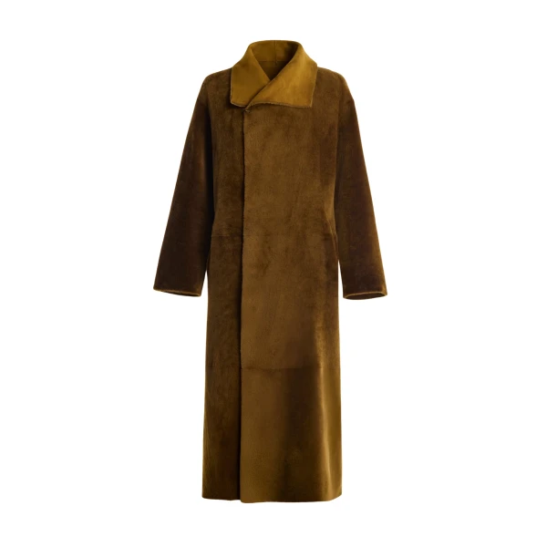 Nour Hammour Coats Color | Birthday Coat Merinos Draped Shearling Coat luxury leather Coats from Luxury Shoes 