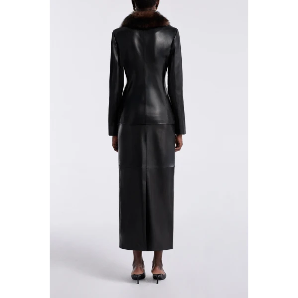 Nour Hammour Jackets Color | Caterina Polished Leather Blazer luxury leather Jackets from Luxury Shoes 