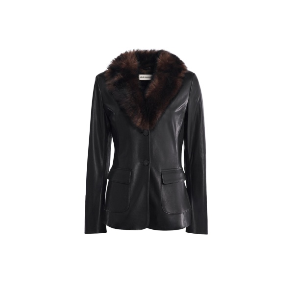 Nour Hammour Jackets Color | Caterina Polished Leather Blazer luxury leather Jackets from Luxury Shoes 