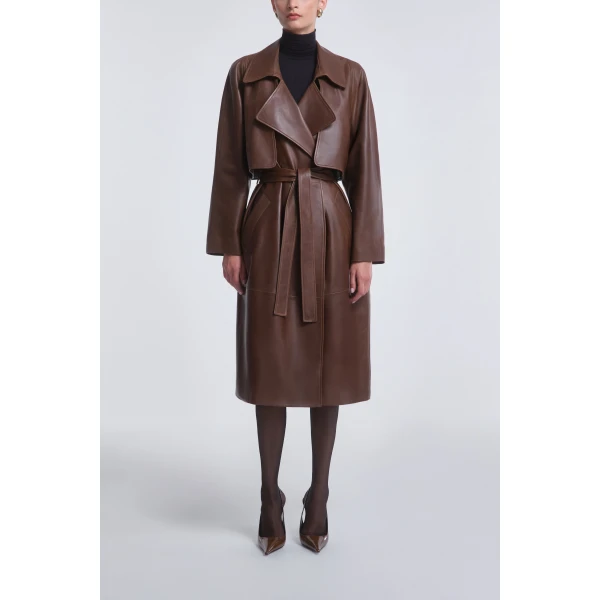 Nour Hammour Coats Color | Cisely Relaxed Leather Coat luxury leather Coats from Luxury Shoes 