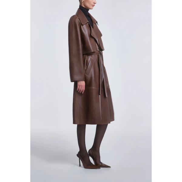 Nour Hammour Coats Color | Cisely Relaxed Leather Coat luxury leather Coats from Luxury Shoes 