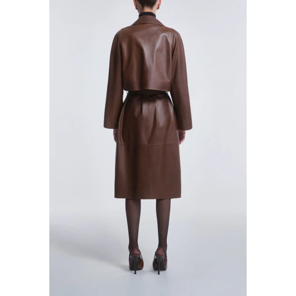 Nour Hammour Coats Color | Cisely Relaxed Leather Coat luxury leather Coats from Luxury Shoes 