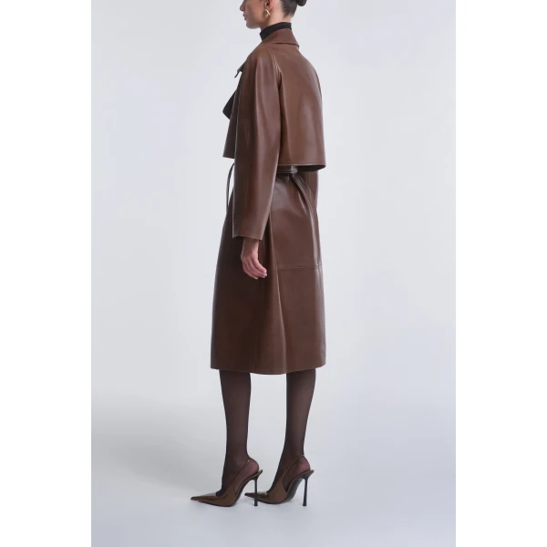 Nour Hammour Coats Color | Cisely Relaxed Leather Coat luxury leather Coats from Luxury Shoes 
