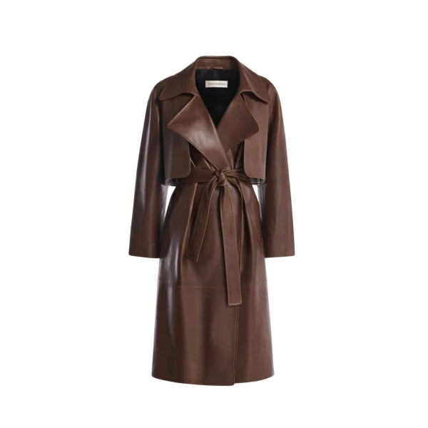 Nour Hammour Coats Color | Cisely Relaxed Leather Coat luxury leather Coats from Luxury Shoes 