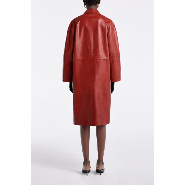 Nour Hammour Coats Color | Croco Embossed Day Coat Chic Day Coat luxury leather Coats from Luxury Shoes 