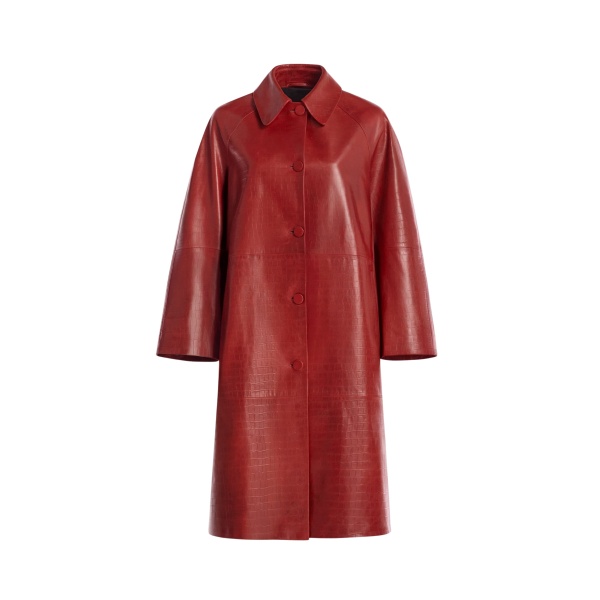 Nour Hammour Coats Color | Croco Embossed Day Coat Chic Day Coat luxury leather Coats from Luxury Shoes 