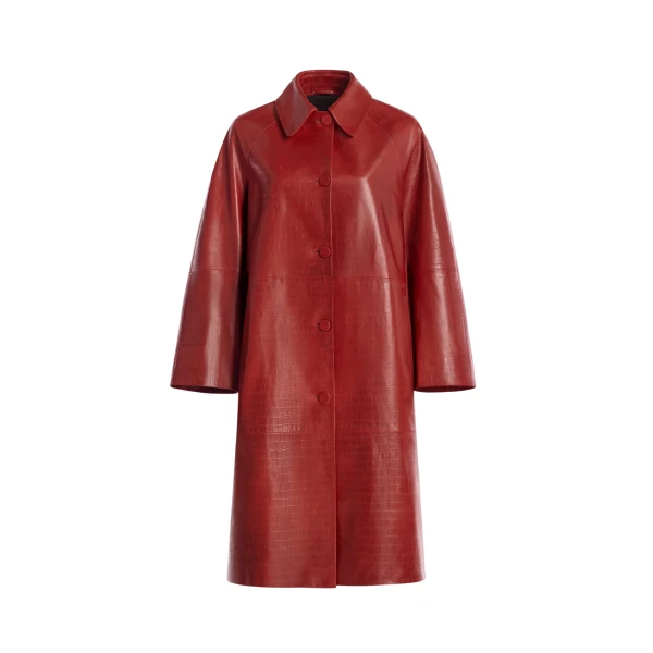 Nour Hammour Coats Color | Croco Embossed Day Coat Chic Day Coat luxury leather Coats from Luxury Shoes 