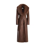 Nour Hammour Coats Color | Dakota Glamorous Leather Coat luxury leather Coats from Luxury Shoes 