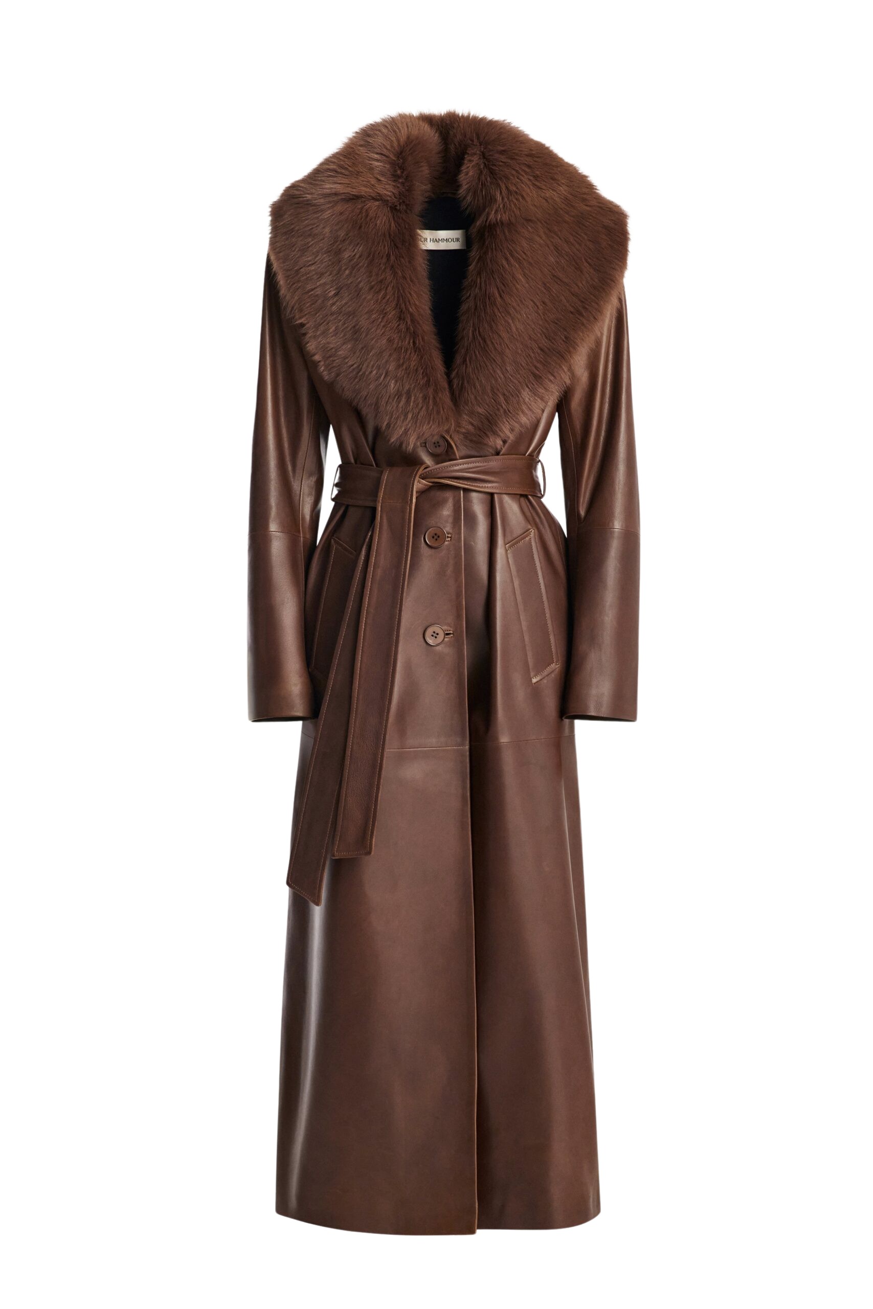 Nour Hammour Dakota Glamorous Leather Coat