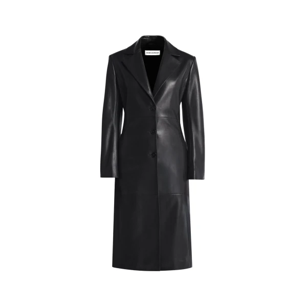 Nour Hammour Coats Color | Eames Elegant Leather Coat luxury leather Coats from Luxury Shoes 