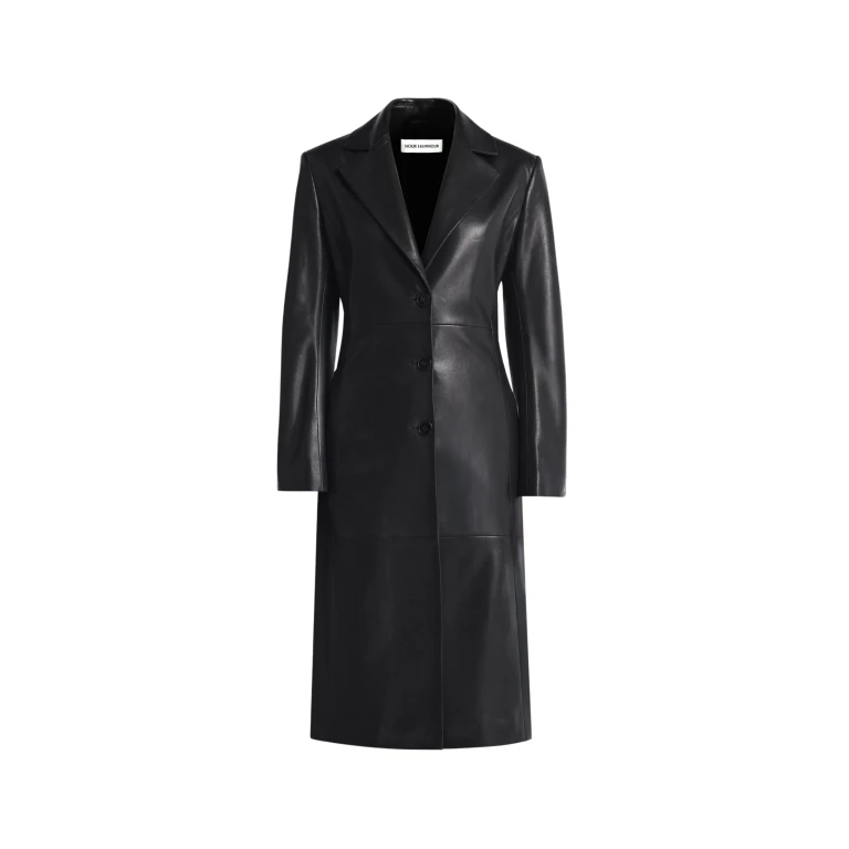 Nour Hammour Coats Color | Eames Elegant Leather Coat luxury leather Coats from Luxury Shoes 