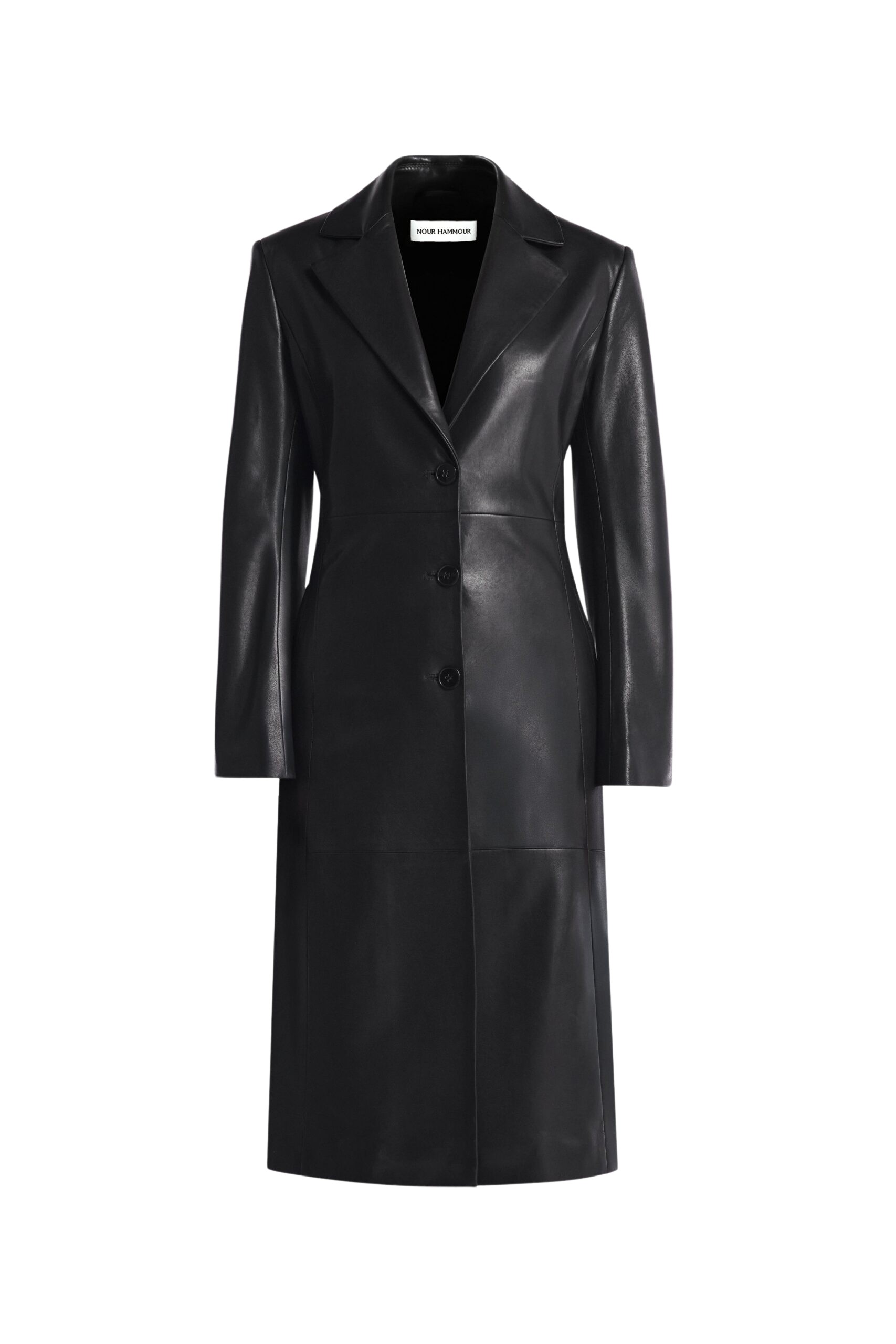 Nour Hammour Eames Elegant Leather Coat
