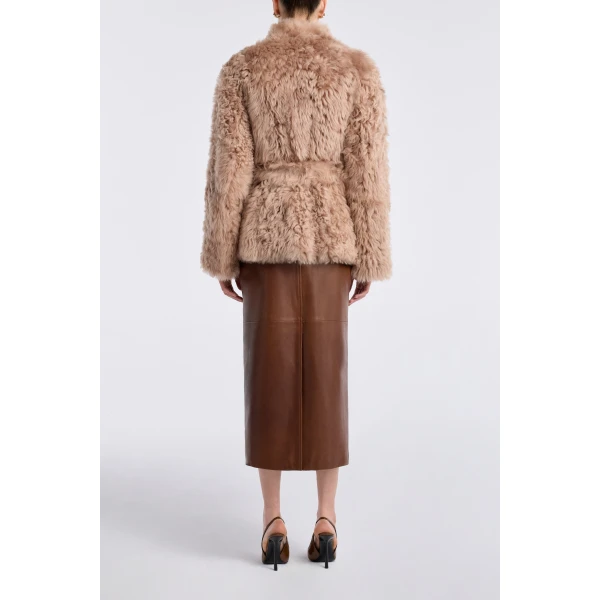 Nour Hammour Coats Color | Elsa Ladylike Shearling Coat luxury leather Coats from Luxury Shoes 