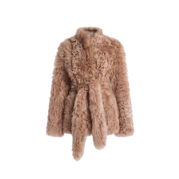 Nour Hammour Coats Color | Elsa Ladylike Shearling Coat luxury leather Coats from Luxury Shoes 