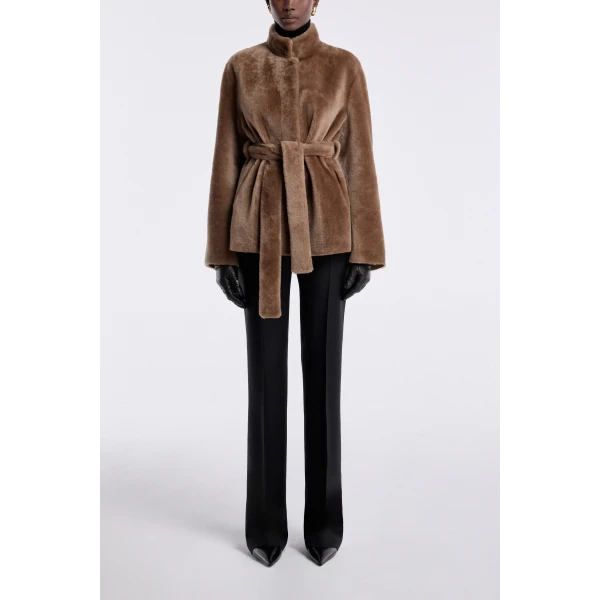 Nour Hammour Coats Color | Elsa Merinos Ladylike Shearling Coat luxury leather Coats from Luxury Shoes 